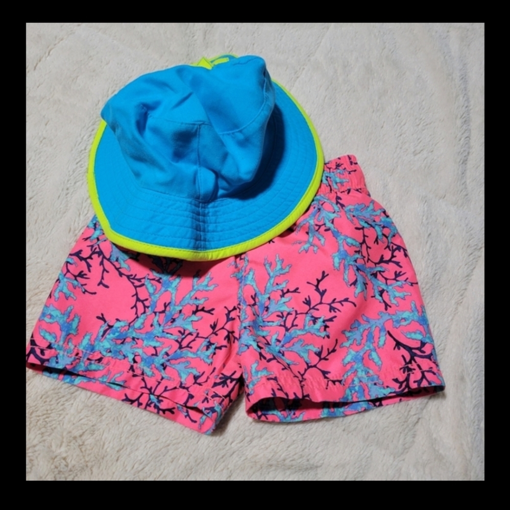 Toddler Swim Old Navy Swim Shorts Trunks w Koala Baby Sun Bucket Hat, 18m - 24m